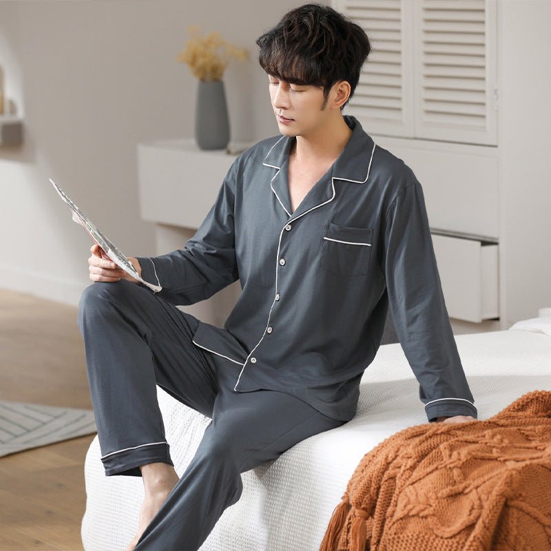 Modal Pajamas Men's Spring And Autumn Long Sleeve Cardigan Suit - E. M. E. LLC0