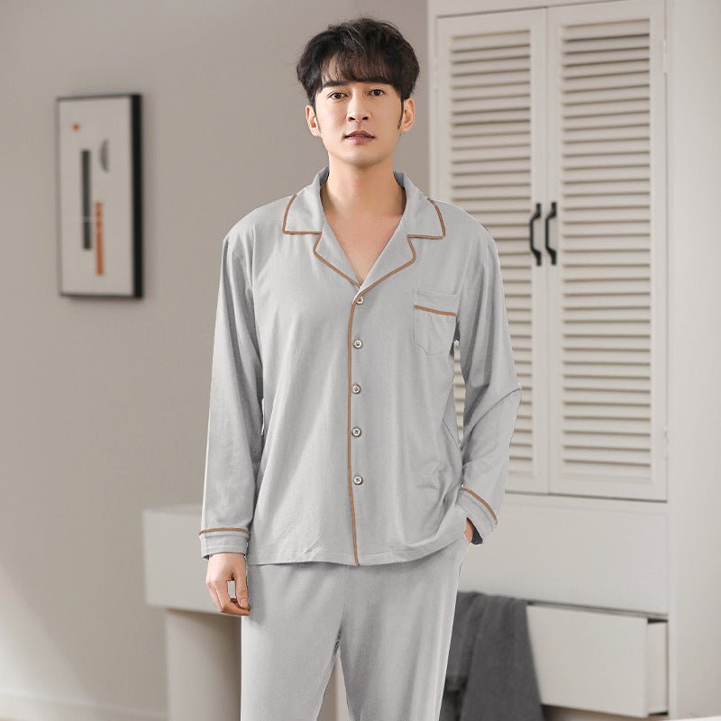 Modal Pajamas Men's Spring And Autumn Long Sleeve Cardigan Suit - E. M. E. LLC0