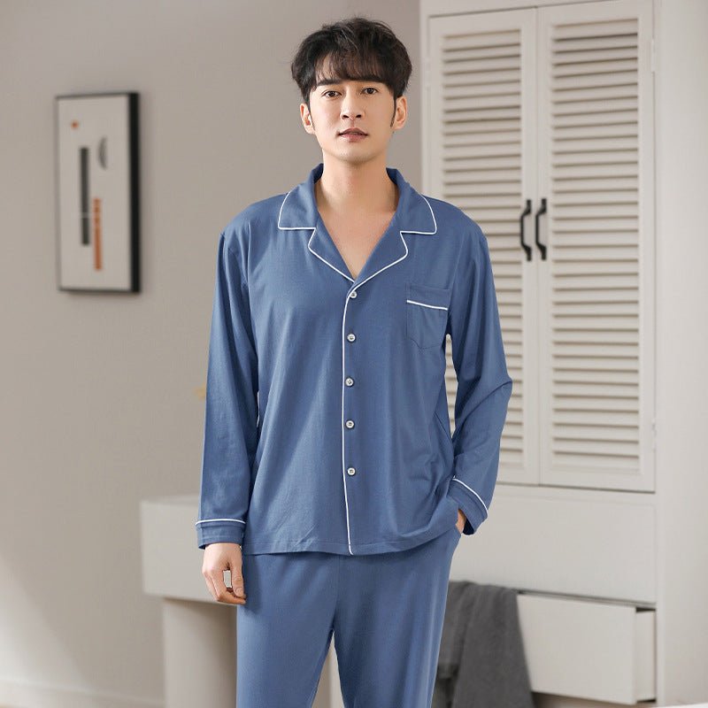 Modal Pajamas Men's Spring And Autumn Long Sleeve Cardigan Suit - E. M. E. LLC0