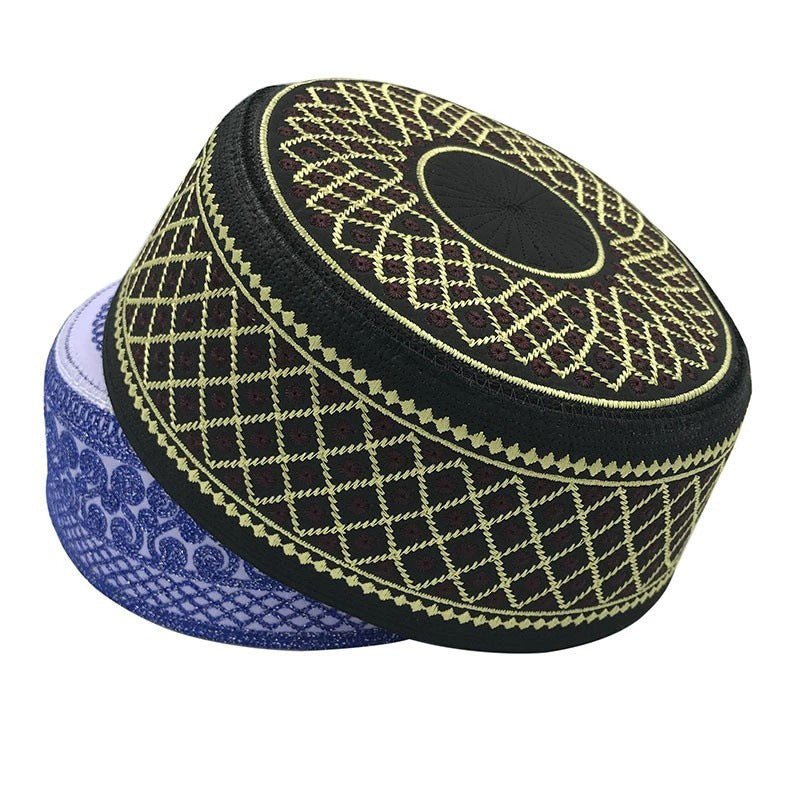Muslim Hats Cotton Embroidery Islamic Men Prayer Arab Clothing Caps - E. M. E. LLC0