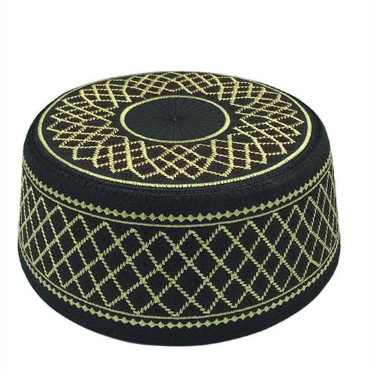 Muslim Hats Cotton Embroidery Islamic Men Prayer Arab Clothing Caps - E. M. E. LLC0