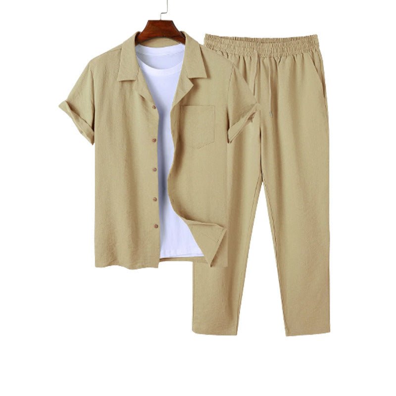 New Digital Men's Cotton And Linen Shirt Outfit - E. M. E. LLC0