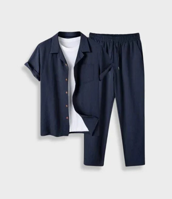 New Digital Men's Cotton And Linen Shirt Outfit - E. M. E. LLC0