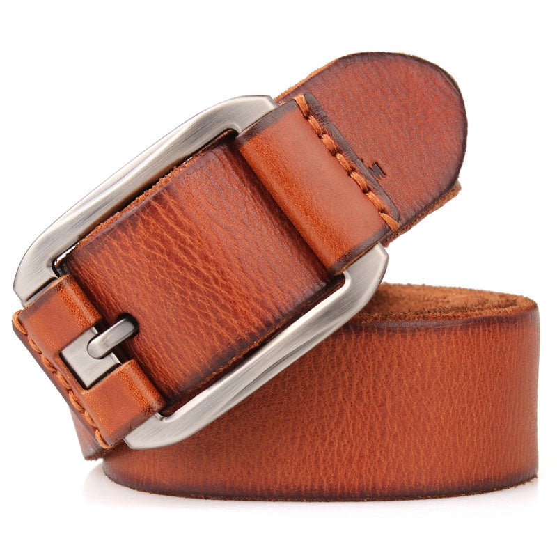 One Layer Single First Cowhide Men's Leather Belt Casual Pidai Pin Buckle - E. M. E. LLC0