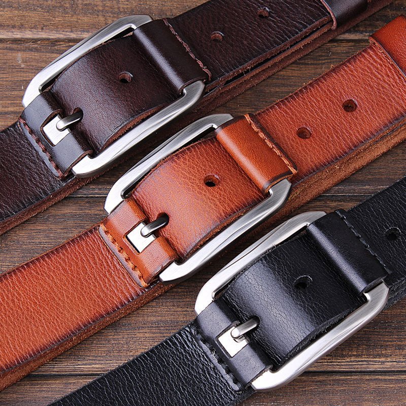 One Layer Single First Cowhide Men's Leather Belt Casual Pidai Pin Buckle - E. M. E. LLC0