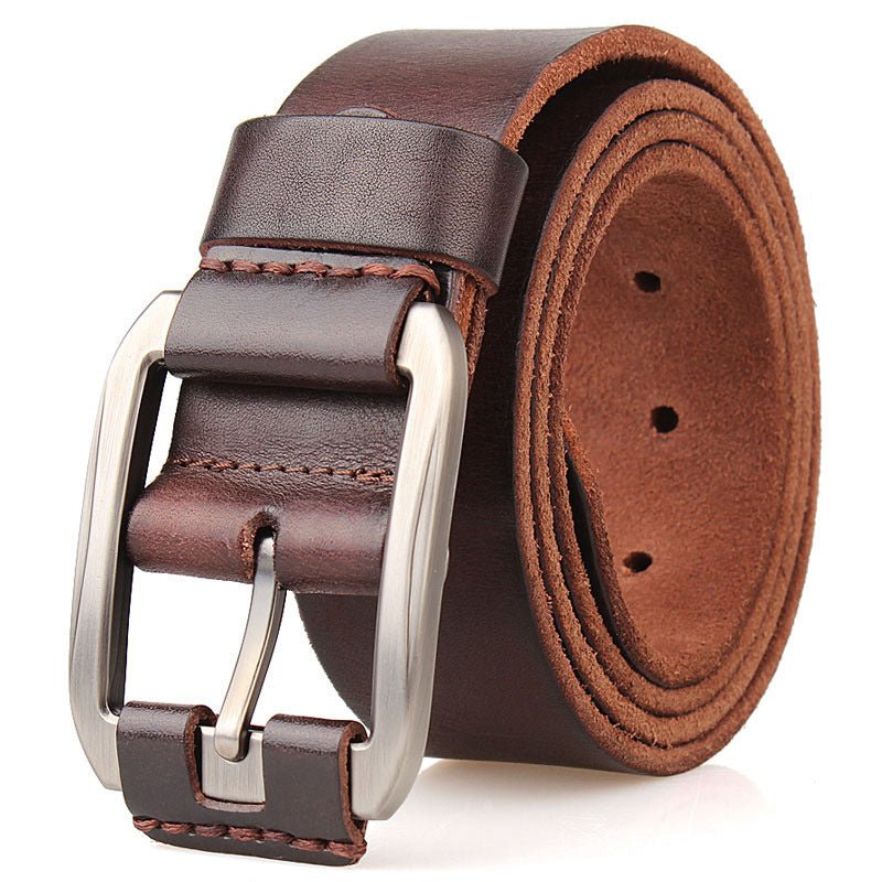 One Layer Single First Cowhide Men's Leather Belt Casual Pidai Pin Buckle - E. M. E. LLC0