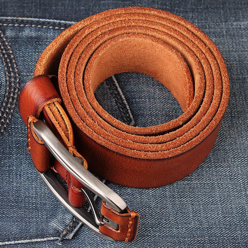 One Layer Single First Cowhide Men's Leather Belt Casual Pidai Pin Buckle - E. M. E. LLC0