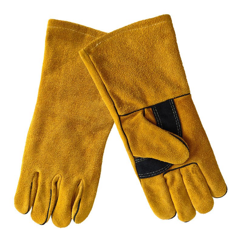 Outdoor Camping BBQ Gloves Welding Non - slip Wear - resistant Protective Leather Gloves Heat Insulation - E. M. E. LLC0