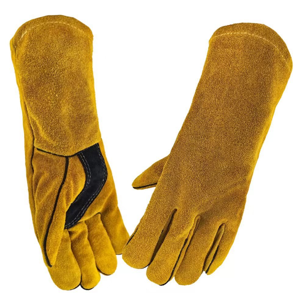 Outdoor Camping BBQ Gloves Welding Non - slip Wear - resistant Protective Leather Gloves Heat Insulation - E. M. E. LLC0