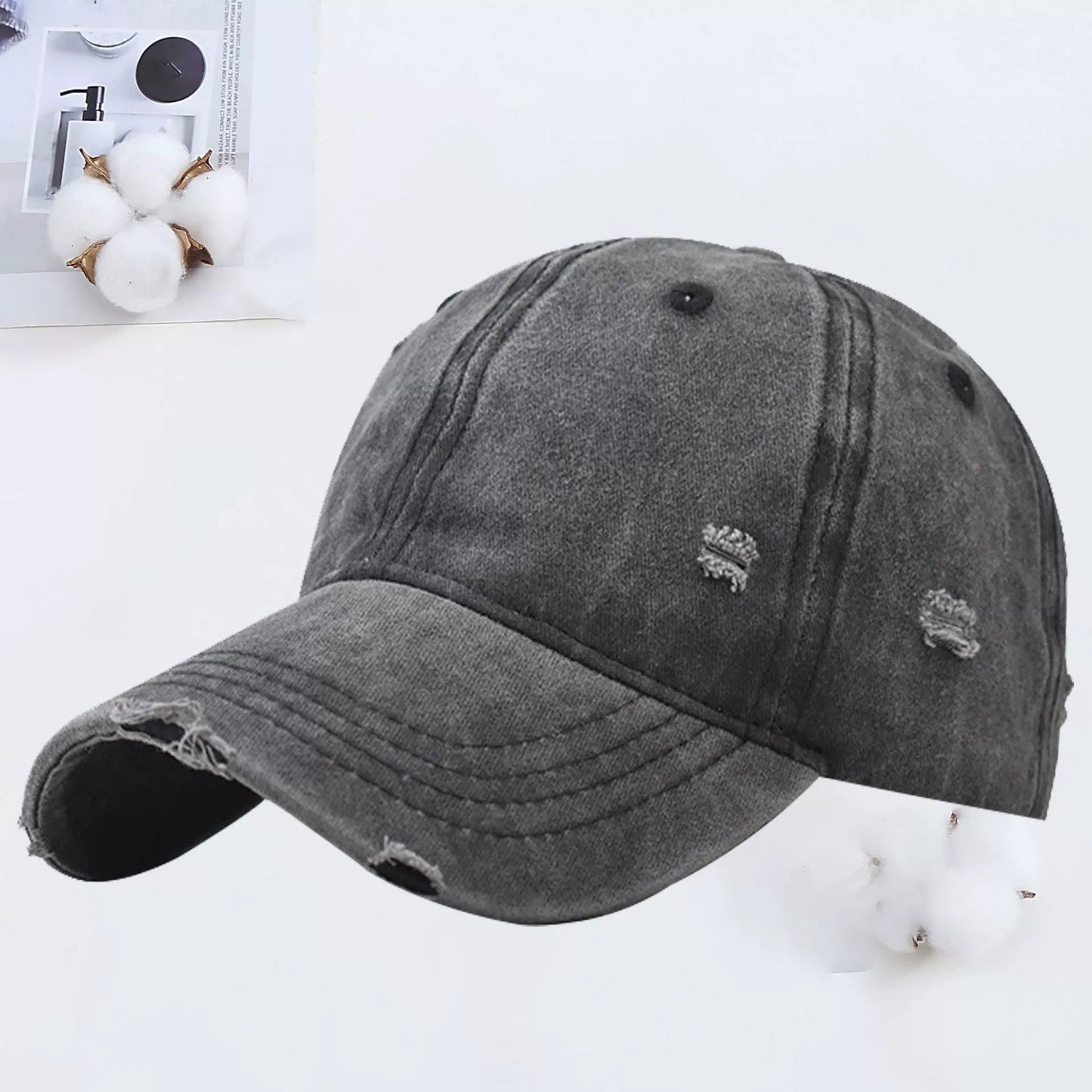 Outdoor Embroidered Printed Washed Hole Baseball Cap - E. M. E. LLC7