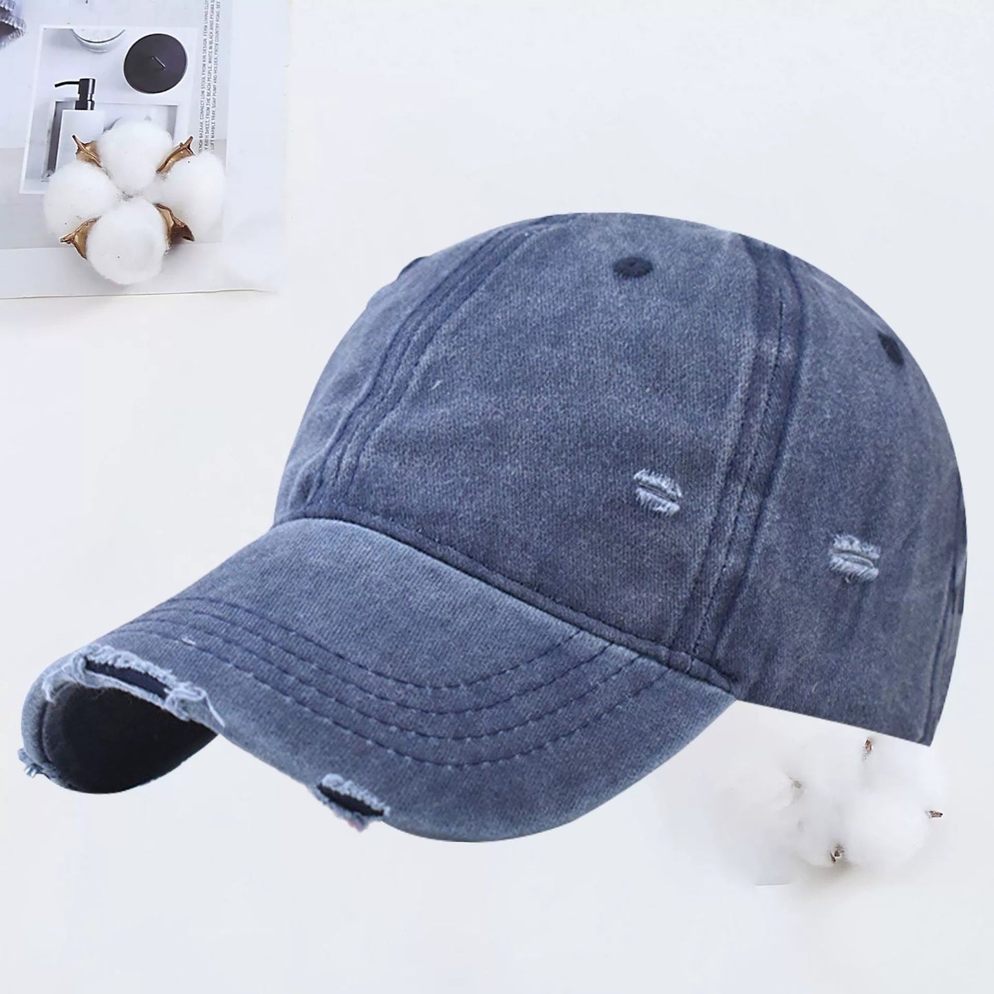 Outdoor Embroidered Printed Washed Hole Baseball Cap - E. M. E. LLC7