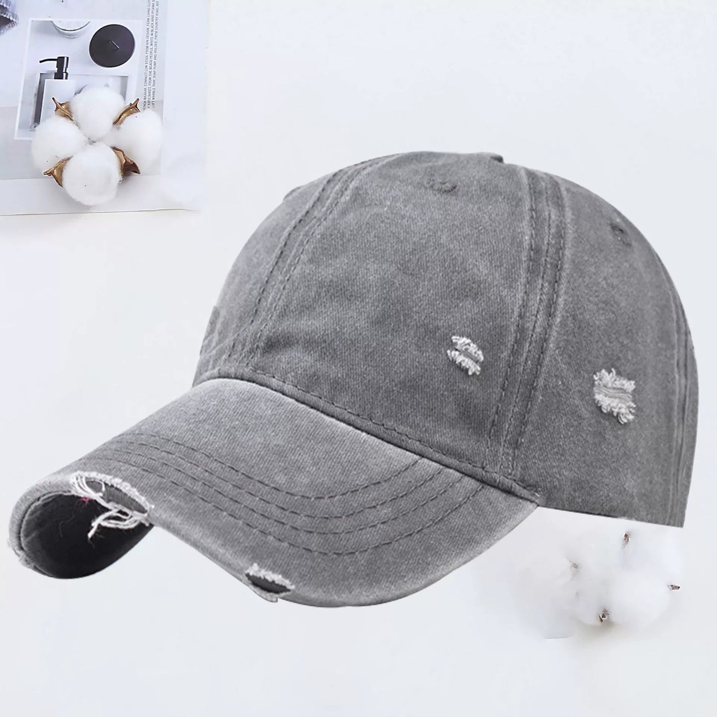 Outdoor Embroidered Printed Washed Hole Baseball Cap - E. M. E. LLC7