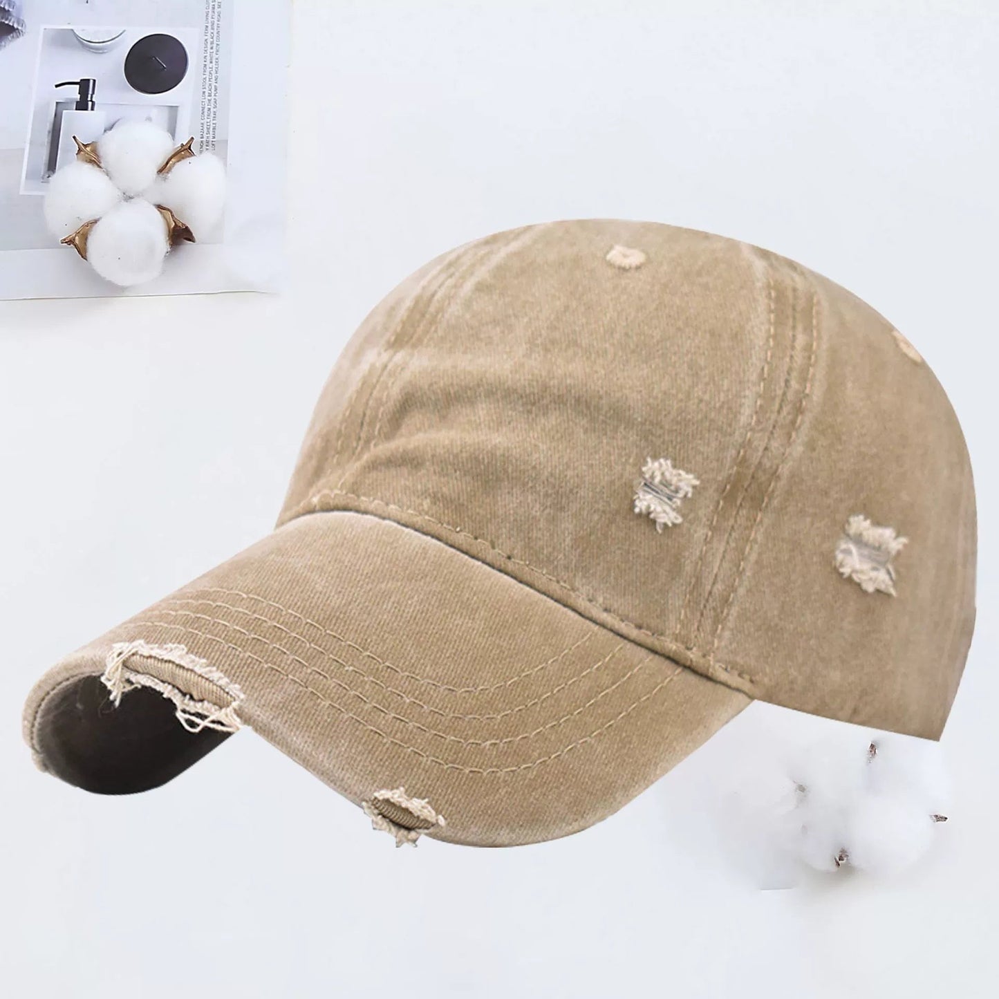 Outdoor Embroidered Printed Washed Hole Baseball Cap - E. M. E. LLC7
