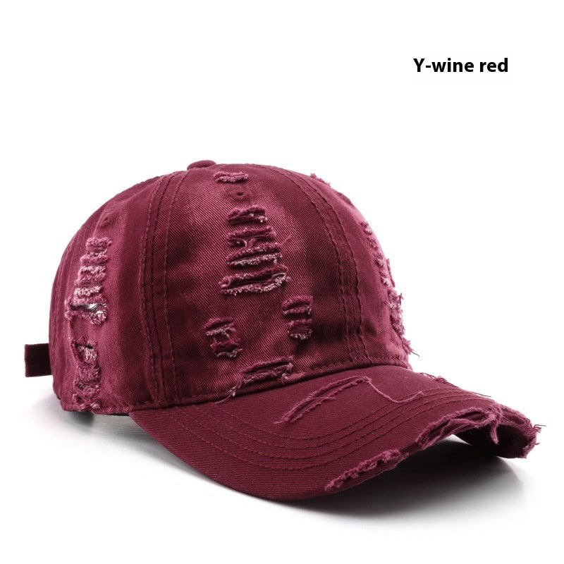 Retro Pure Color Washed Hole Light Board Baseball Cap - E. M. E. LLC0