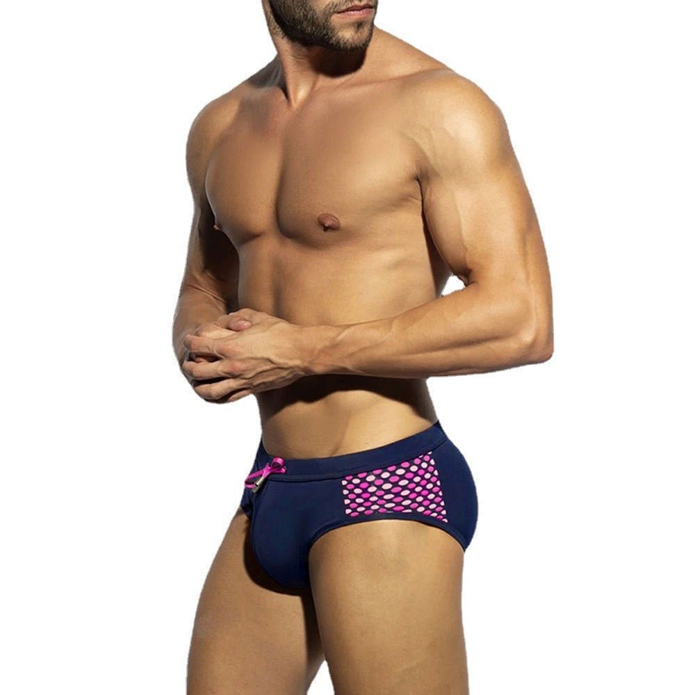 Sexy Close - fitting Swim Briefs Polka Dot Stitching Sports Beach Pants - E. M. E. LLC0