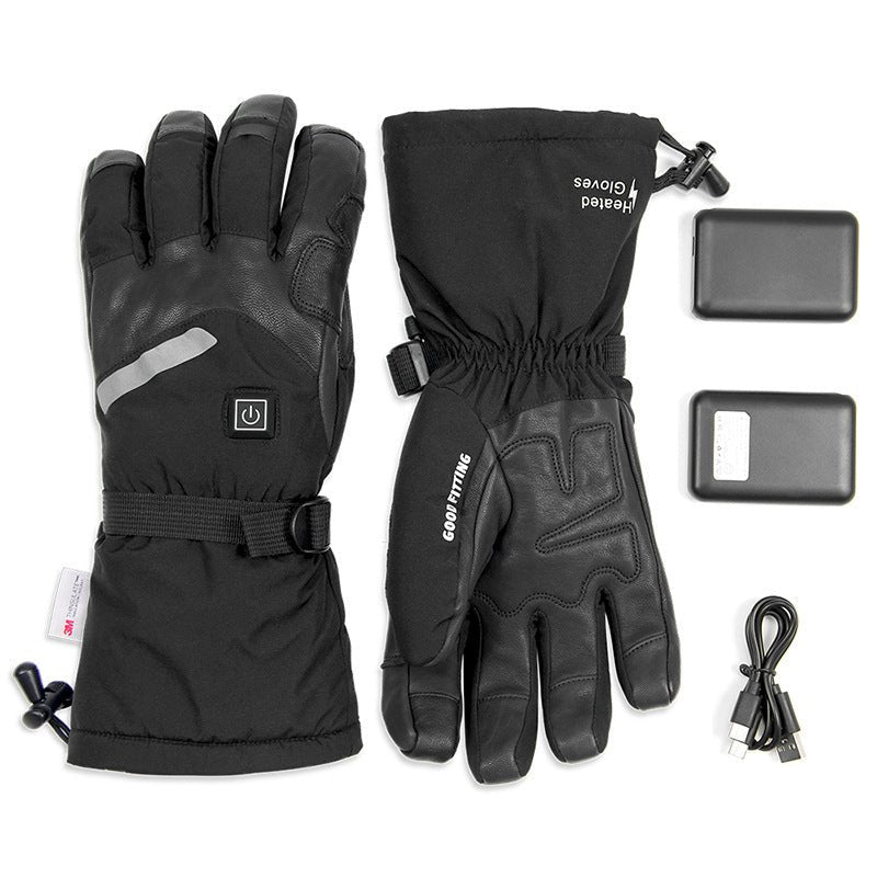 Sheepskin Electric Heating Gloves Motorcycle Thermal Smart Touch Screen Outdoor Skiing - E. M. E. LLC0