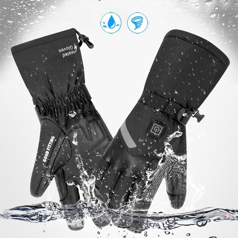 Sheepskin Electric Heating Gloves Motorcycle Thermal Smart Touch Screen Outdoor Skiing - E. M. E. LLC0
