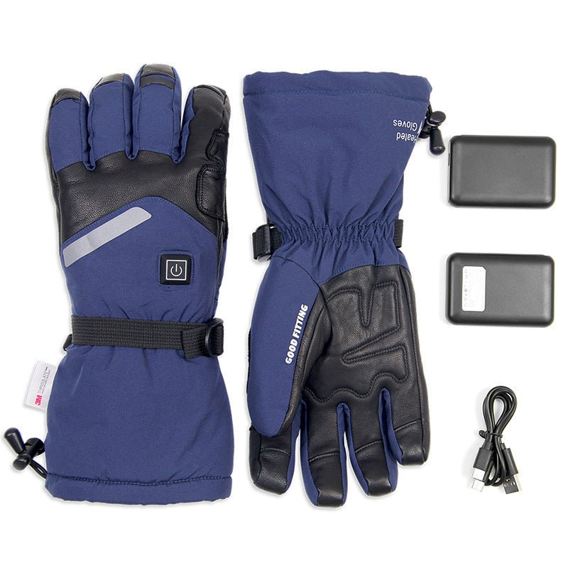 Sheepskin Electric Heating Gloves Motorcycle Thermal Smart Touch Screen Outdoor Skiing - E. M. E. LLC0