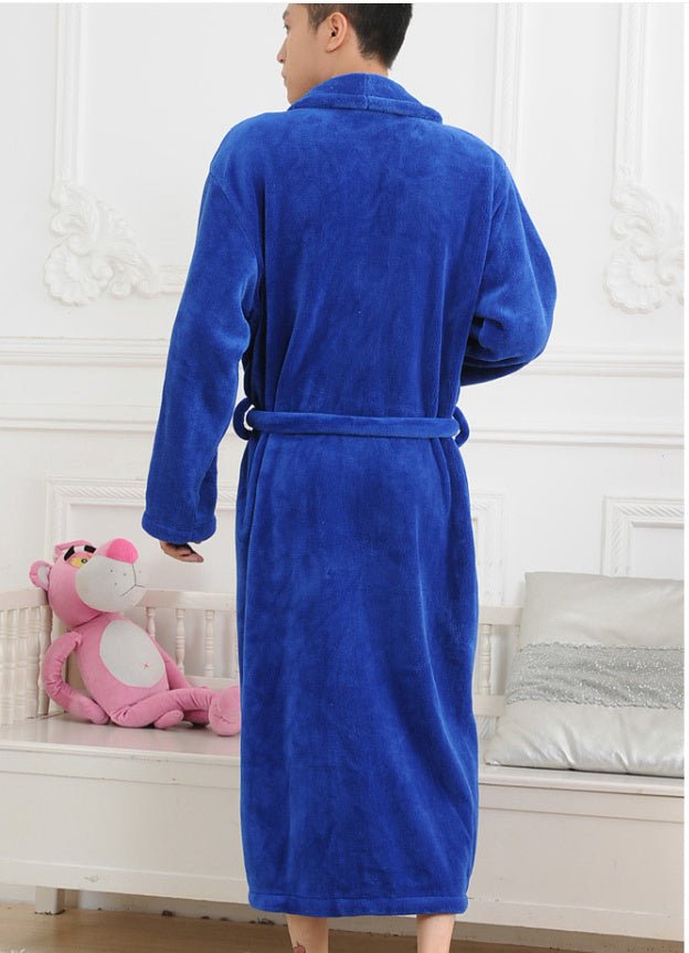 Solid Color Polo Collar Casual Flannel Couple Homewear - E. M. E. LLC0