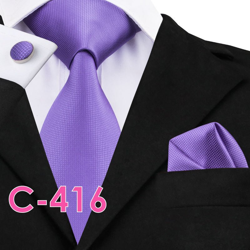 Solid Silk Mens Ties Neck Tie Set For Men Suits Tie Handker - E. M. E. LLC0