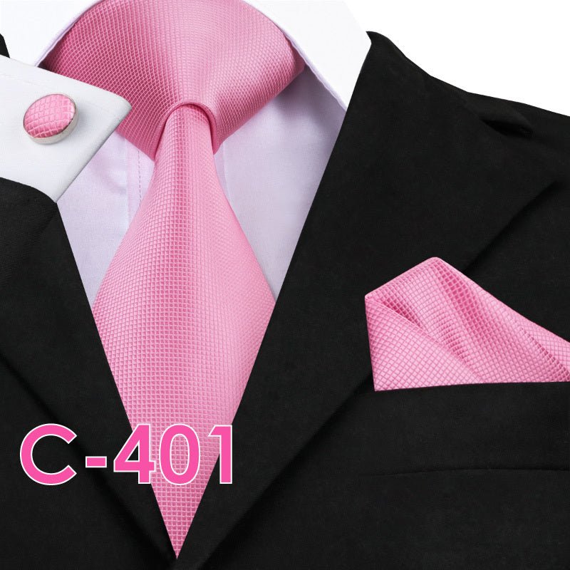 Solid Silk Mens Ties Neck Tie Set For Men Suits Tie Handker - E. M. E. LLC0
