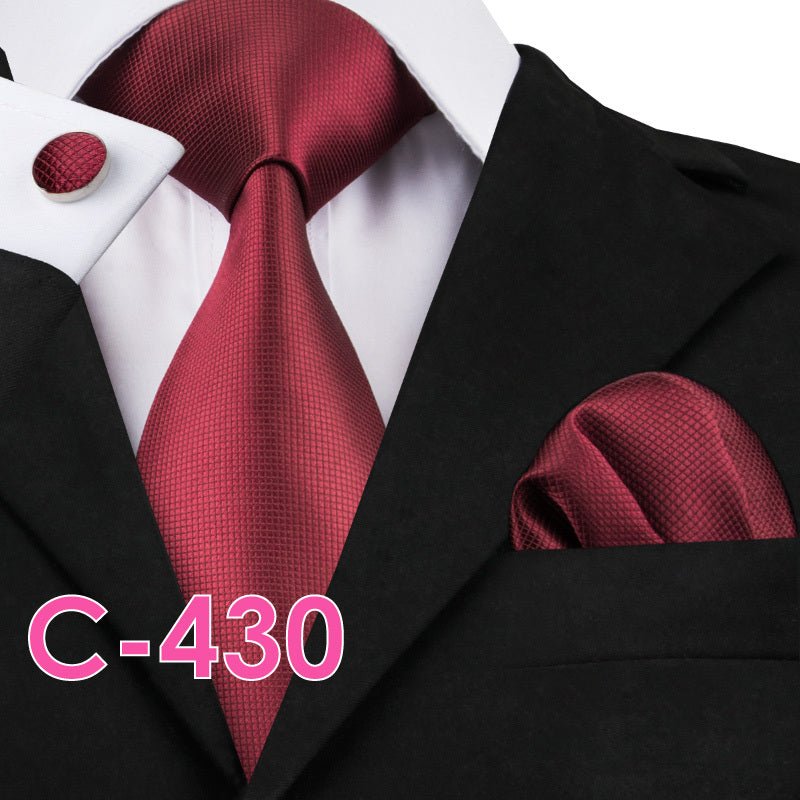Solid Silk Mens Ties Neck Tie Set For Men Suits Tie Handker - E. M. E. LLC0