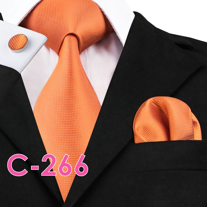 Solid Silk Mens Ties Neck Tie Set For Men Suits Tie Handker - E. M. E. LLC0