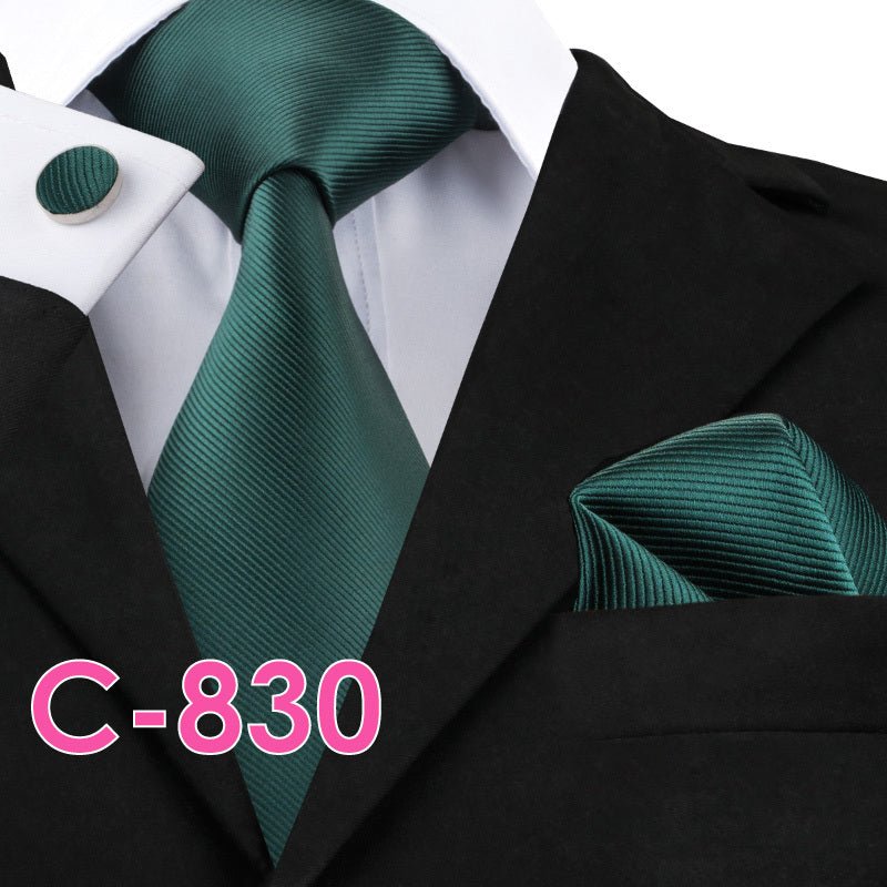 Solid Silk Mens Ties Neck Tie Set For Men Suits Tie Handker - E. M. E. LLC0