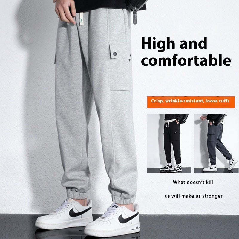 Spring And Autumn Loose Men's Sports Knitted Cotton Casual Trousers - E. M. E. LLC0