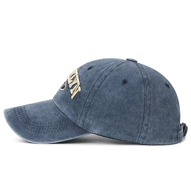 Spring And Summer Sun Protection Men's Retro Washed Letters Embroidered Peaked Cap - E. M. E. LLC0