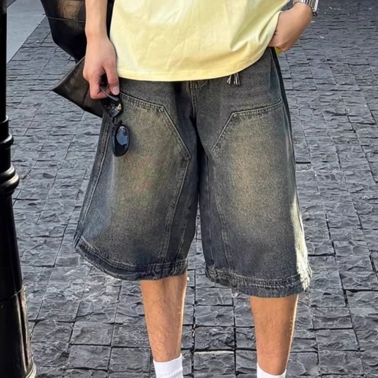 Summer Denim Shorts Men's And Women's Straight American Retro Washed - E. M. E. LLC0