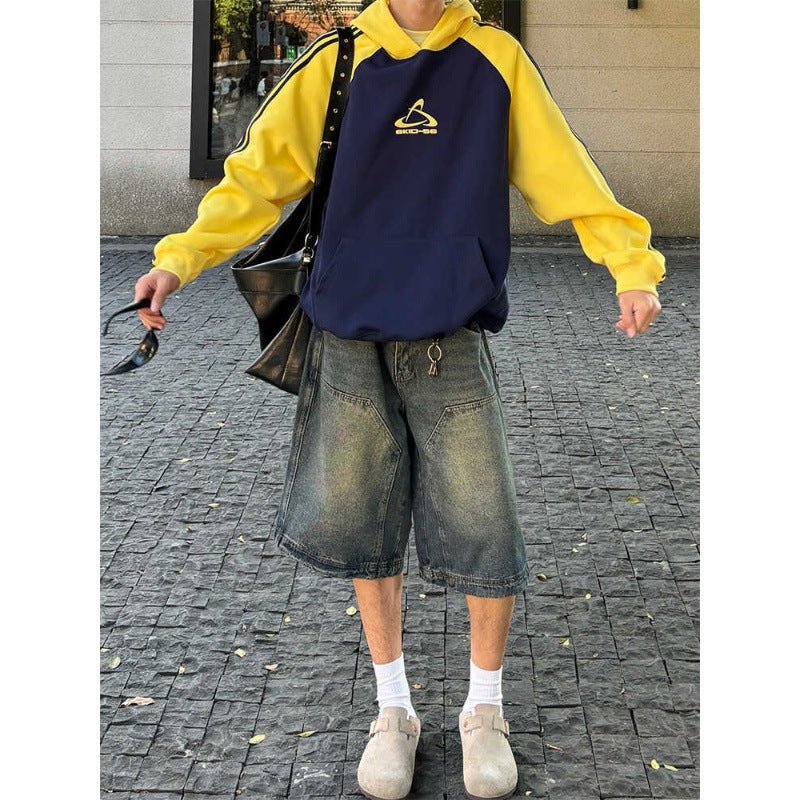 Summer Denim Shorts Men's And Women's Straight American Retro Washed - E. M. E. LLC0