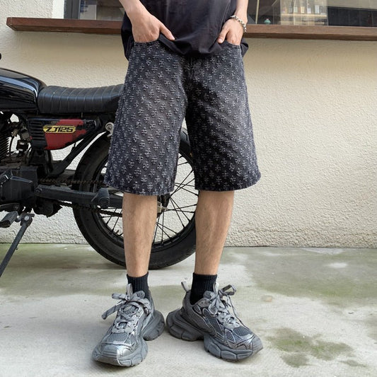 Summer Loose Straight Retro Five - point Denim Shorts - E. M. E. LLC0