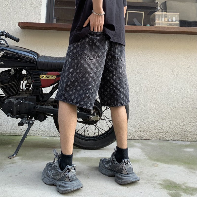 Summer Loose Straight Retro Five - point Denim Shorts - E. M. E. LLC0