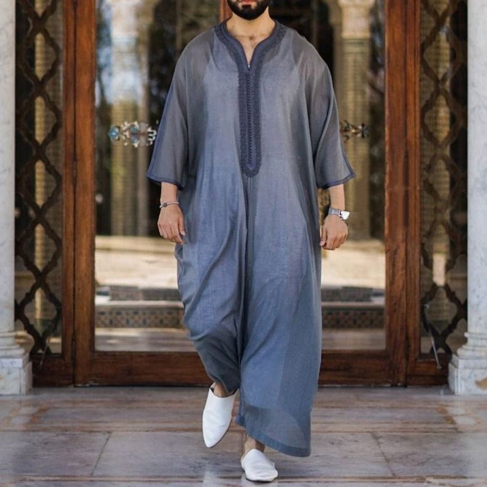 Thin Linen Casual Ethnic African Style Shirt Robe - E. M. E. LLC0