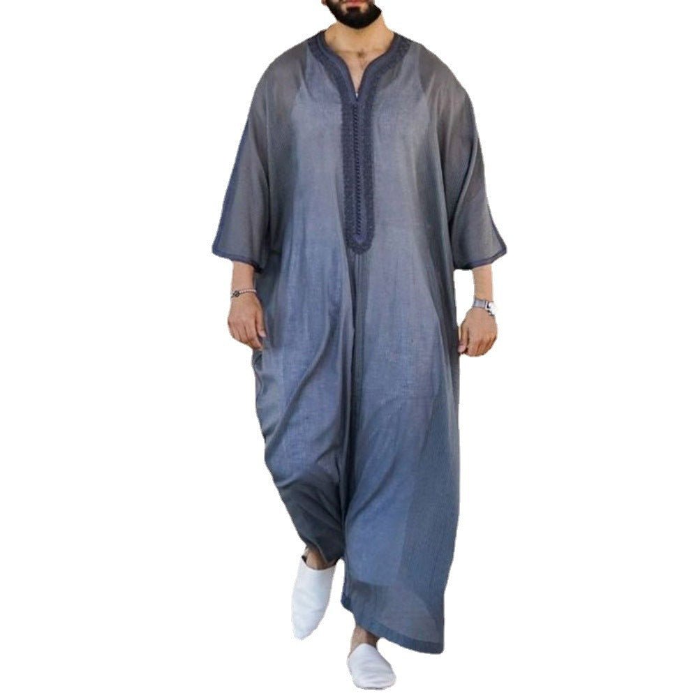 Thin Linen Casual Ethnic African Style Shirt Robe - E. M. E. LLC0