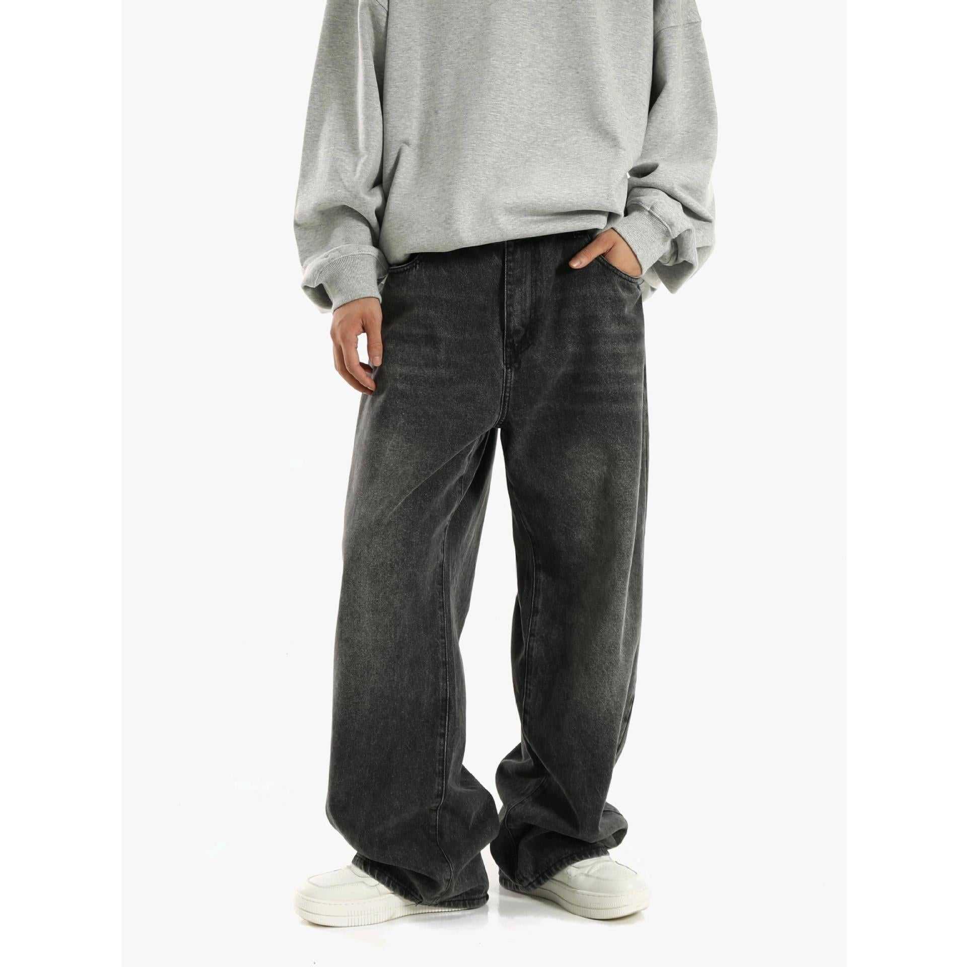 Vintage Smoky Gray Elastic Waist Jeans For Men And Women - E. M. E. LLC0