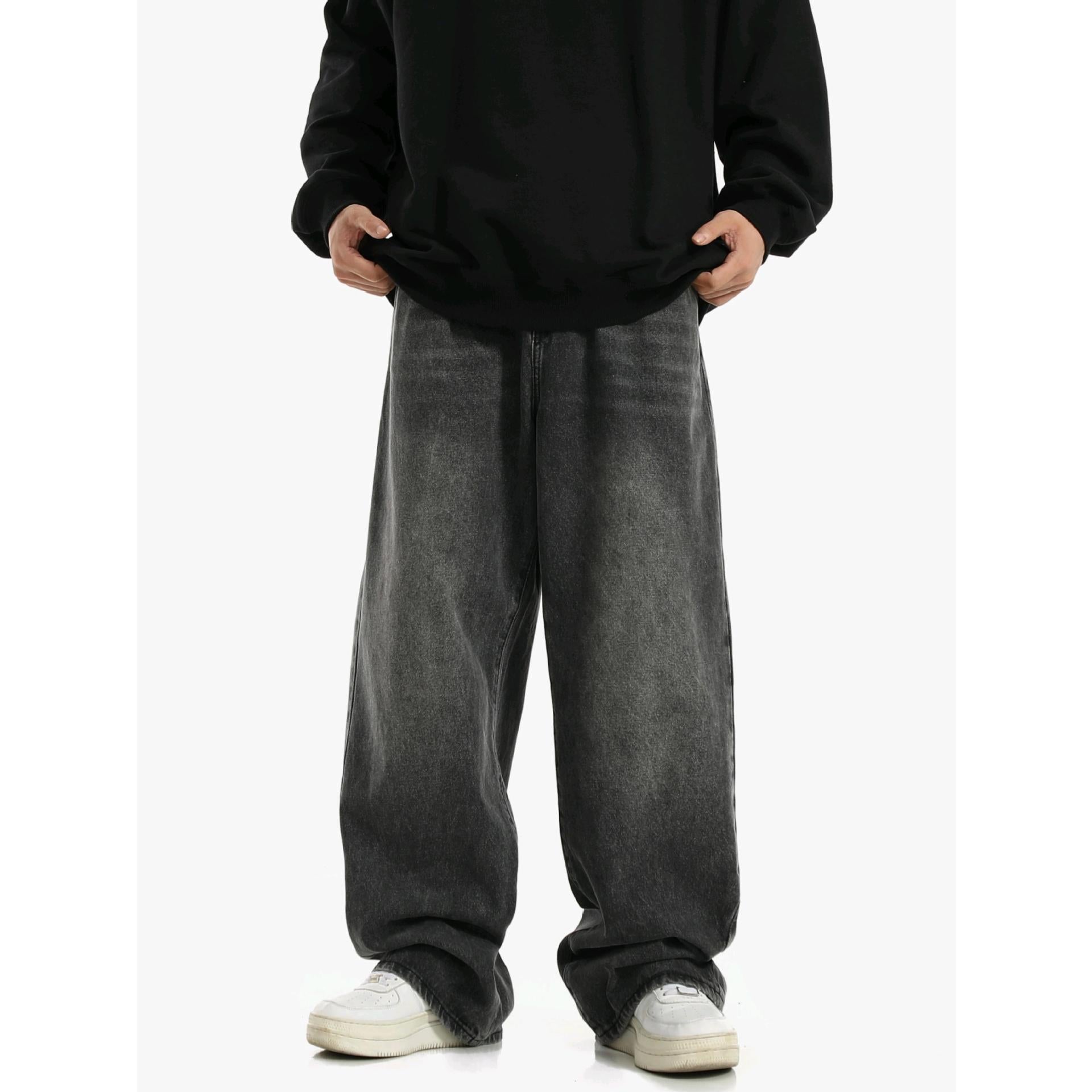 Vintage Smoky Gray Elastic Waist Jeans For Men And Women - E. M. E. LLC0