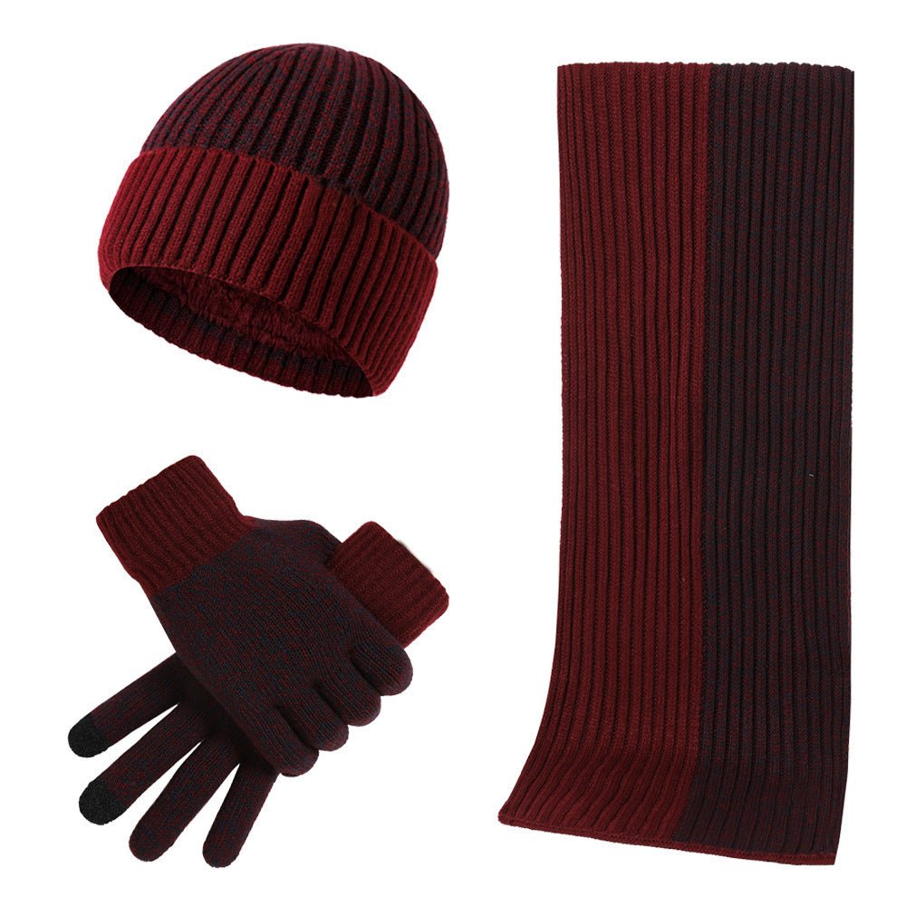 Warm Hat Scarf Gloves Knitted Plus Fluff Winter Men - E. M. E. LLC0