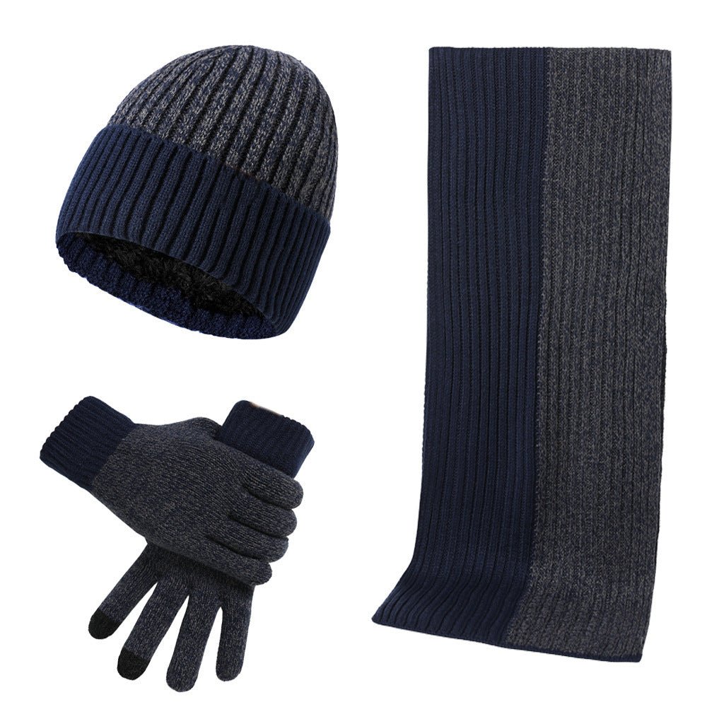 Warm Hat Scarf Gloves Knitted Plus Fluff Winter Men - E. M. E. LLC0