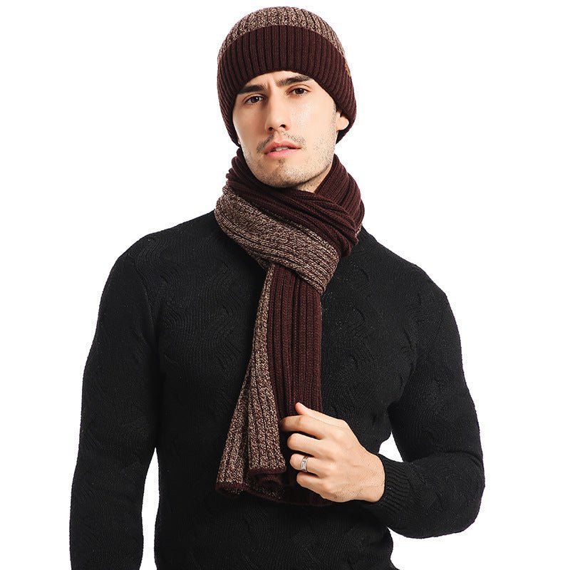 Warm Hat Scarf Gloves Knitted Plus Fluff Winter Men - E. M. E. LLC0