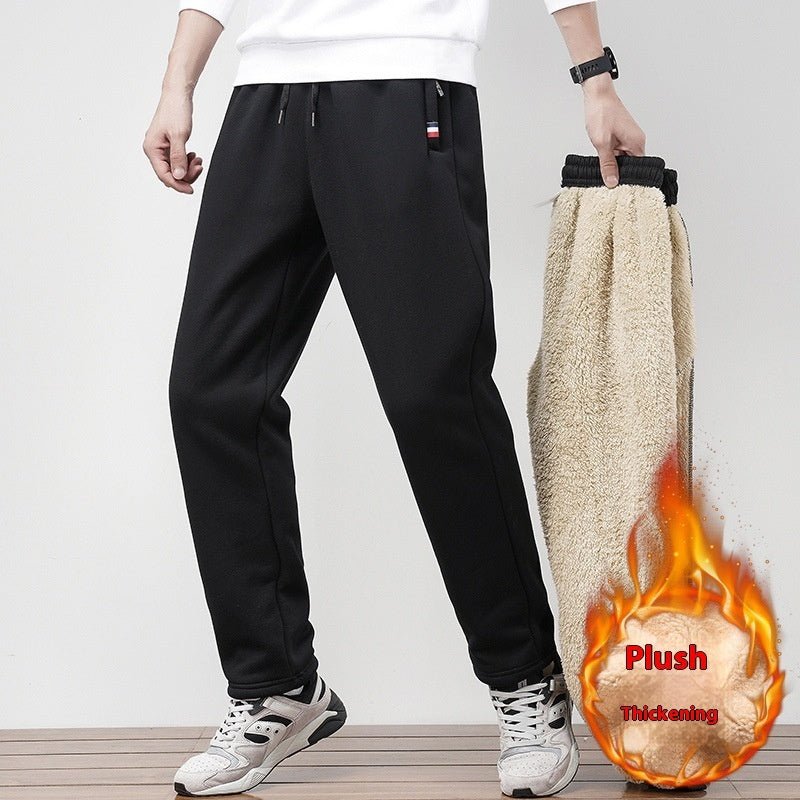 Warm Straight Ankle Tied Sports Velvet Padded Plus Size Cashmere Casual Pants - E. M. E. LLC0