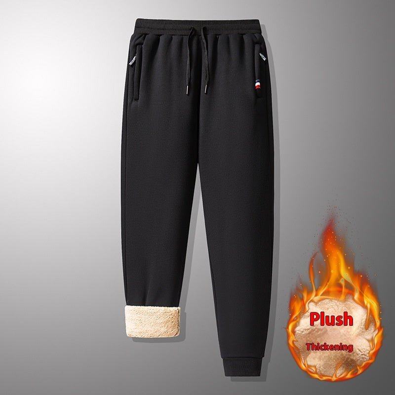 Warm Straight Ankle Tied Sports Velvet Padded Plus Size Cashmere Casual Pants - E. M. E. LLC0