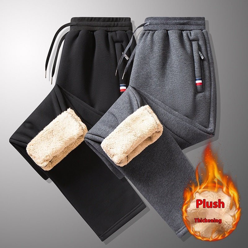 Warm Straight Ankle Tied Sports Velvet Padded Plus Size Cashmere Casual Pants - E. M. E. LLC0