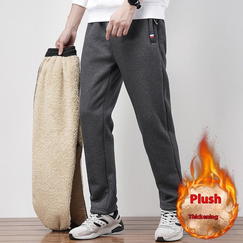 Warm Straight Ankle Tied Sports Velvet Padded Plus Size Cashmere Casual Pants - E. M. E. LLC0
