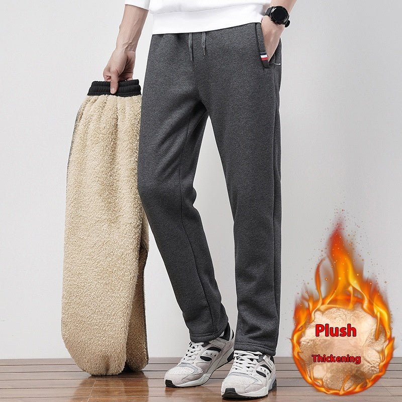 Warm Straight Ankle Tied Sports Velvet Padded Plus Size Cashmere Casual Pants - E. M. E. LLC0