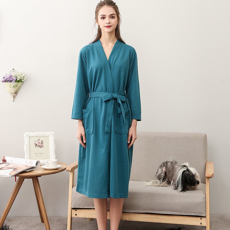 Women's Thin Couple's Nightgown Three Quarter Sleeve Bathrobe - E. M. E. LLC0