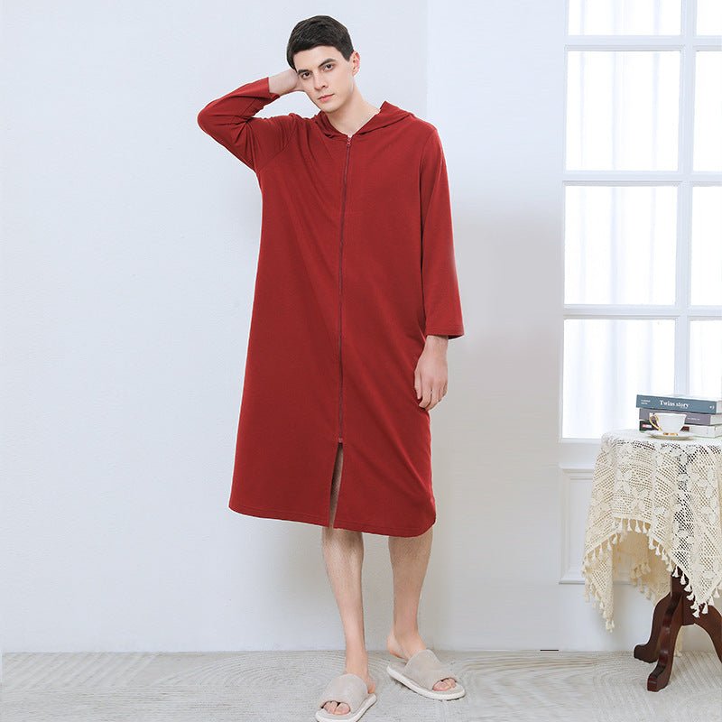 Zipper Bathrobe Couple Hooded Nightgown Thin Pajamas - E. M. E. LLC0