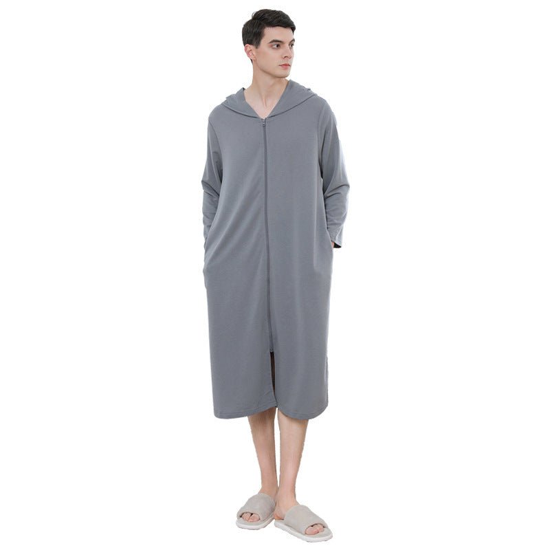 Zipper Bathrobe Couple Hooded Nightgown Thin Pajamas - E. M. E. LLC0
