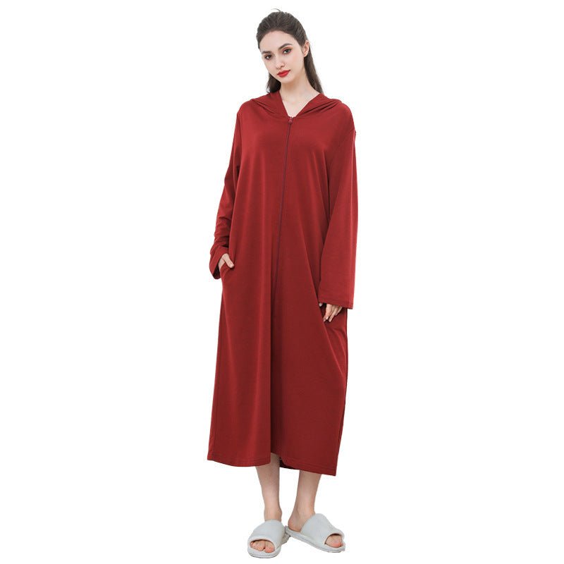 Zipper Bathrobe Couple Hooded Nightgown Thin Pajamas - E. M. E. LLC0